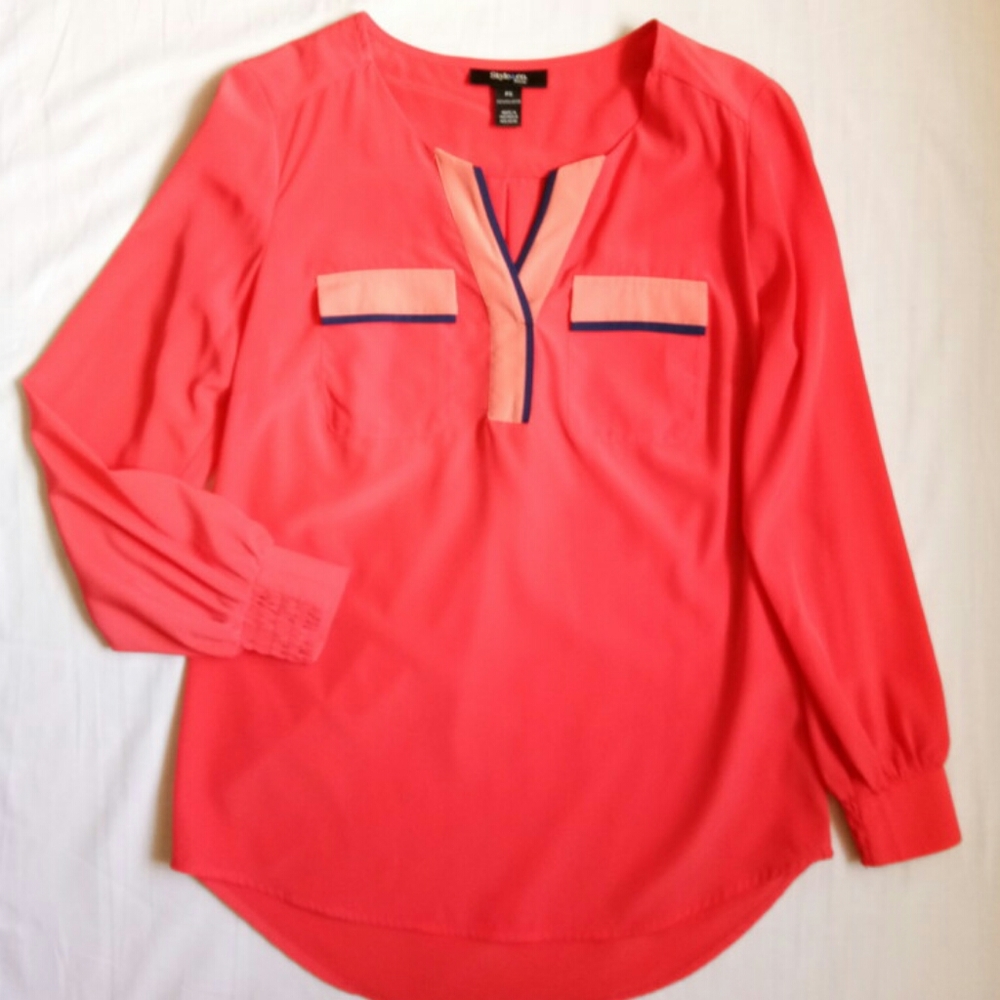 🔵2/$15🔵Style & Co Long Sleeve PS Orange/Red